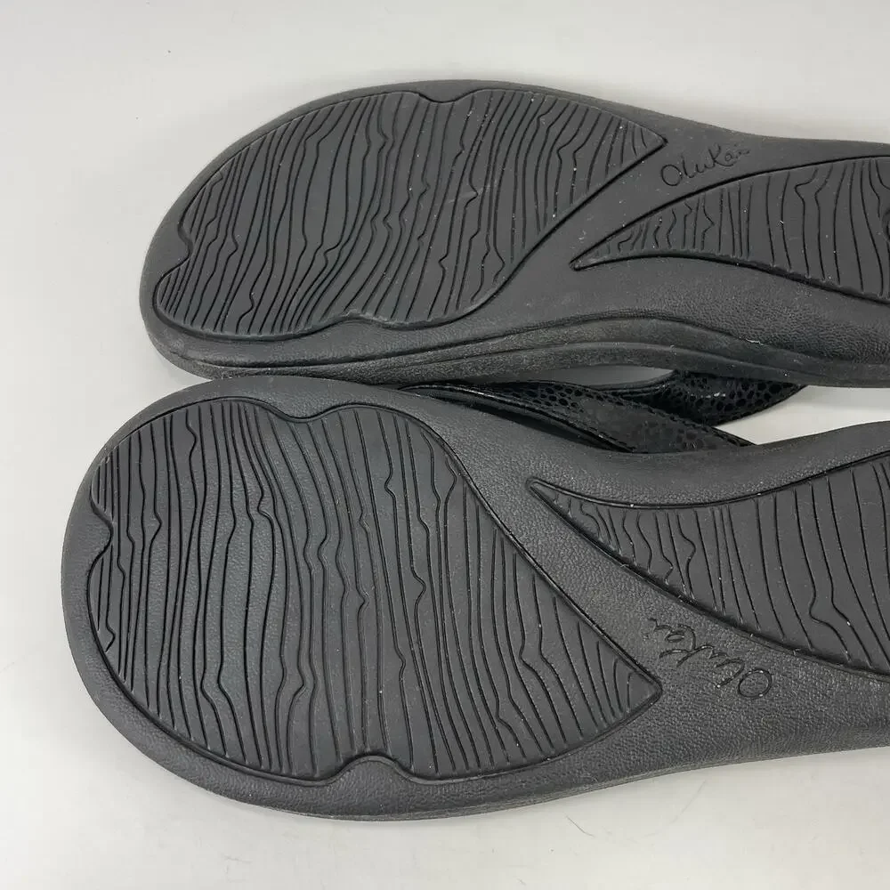 OluKai Kulapa Kai Womens Size 9 Black Charcoal Thong Flip Flop Sandal 20198-4040